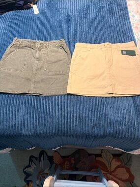 Women’s Mini Skirt in Beige and Olive - Classic Casual Style